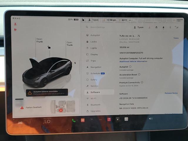 Photo 9 from auction – 2022 TESLA MODEL 3 with VIN 5YJ3E1EB9NF233270
