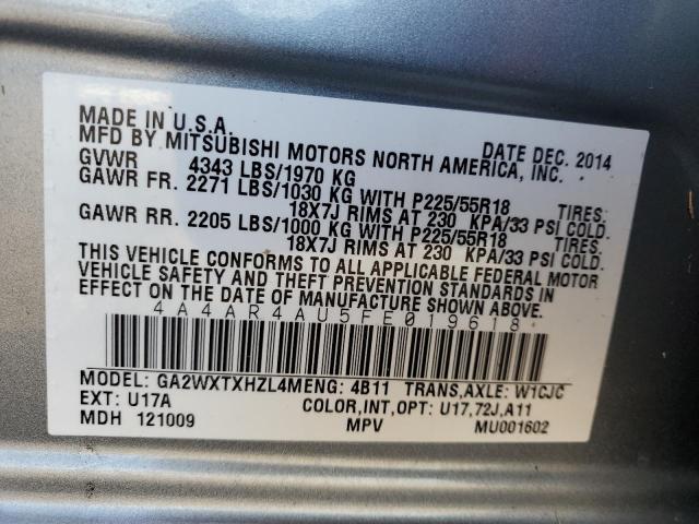 Photo 14 from auction – 2015 MITSUBISHI OUTLANDER with VIN 4A4AR4AU5FE019618