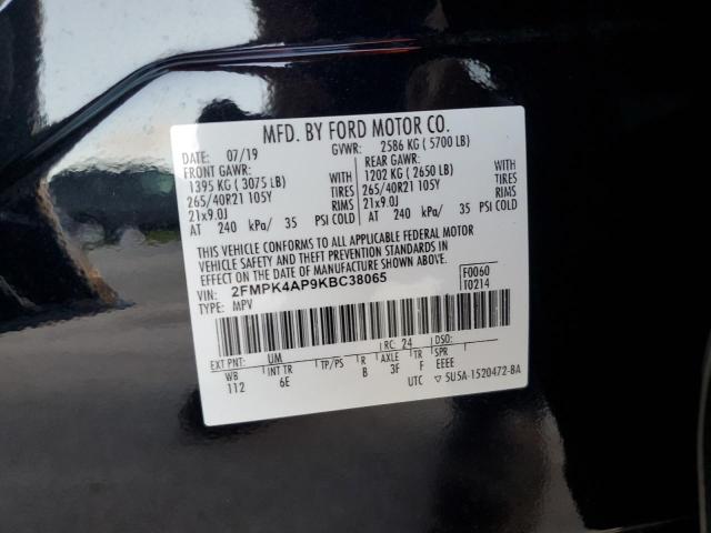 Photo 14 from auction – 2019 FORD EDGE ST with VIN 2FMPK4AP9KBC38065