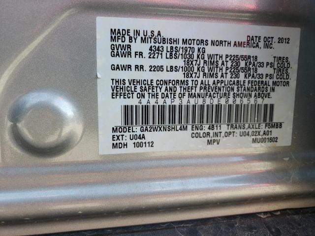 Photo 14 from auction – 2013 MITSUBISHI OUTLANDER with VIN 4A4AP3AU8DE006567