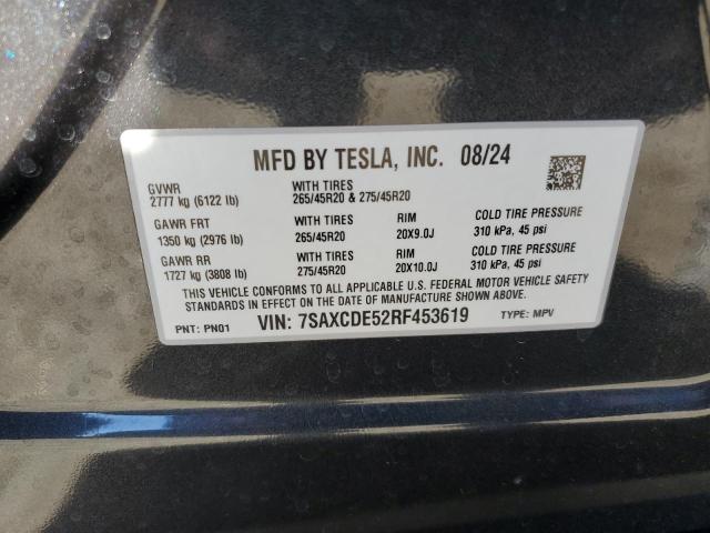 Photo 14 from auction – 2024 TESLA MODEL X with VIN 7SAXCDE52RF453619