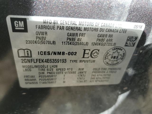 Photo 14 from auction – 2014 CHEVROLET EQUINOX LT with VIN 2GNFLFEK4E6359193