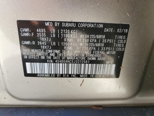 Photo 14 from auction – 2018 SUBARU OUTBACK 2. with VIN 4S4BSANC5J3312581