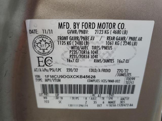 Photo 14 from auction – 2012 FORD ESCAPE XLT with VIN 1FMCU9DGXCKB45628