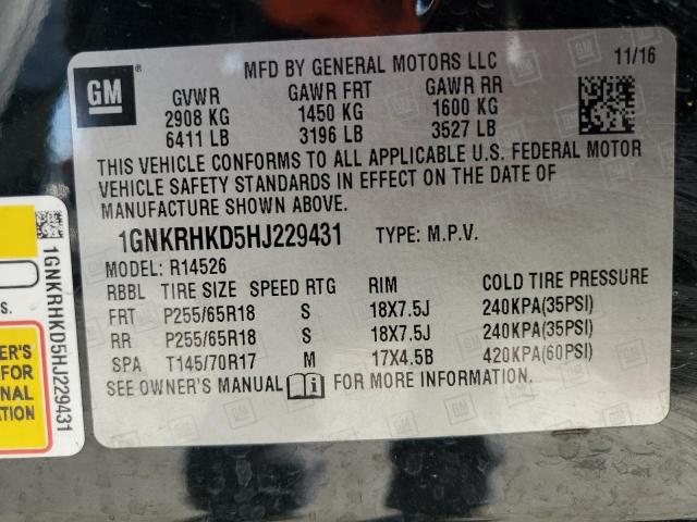 Photo 14 from auction – 2017 CHEVROLET TRAVERSE L with VIN 1GNKRHKD5HJ229431