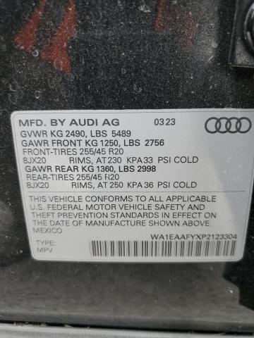 Photo 14 from auction – 2023 AUDI Q5 PREMIUM with VIN WA1EAAFYXP2123304