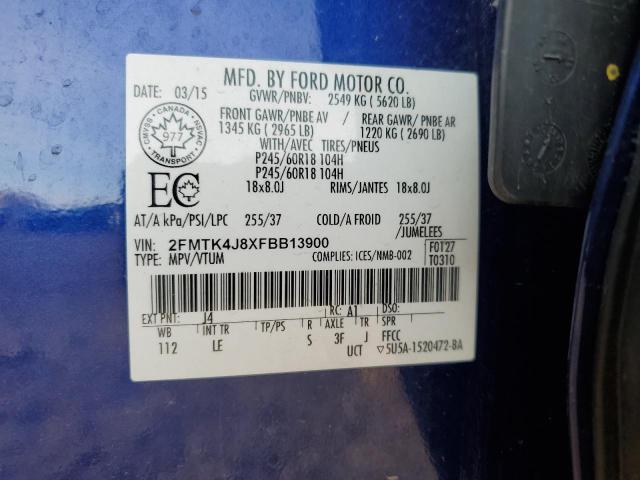 Photo 14 from auction – 2015 FORD EDGE SEL with VIN 2FMTK4J8XFBB13900