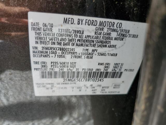 Photo 14 from auction – 2011 FORD FLEX SEL with VIN 2FMGK5CC7BBD02345