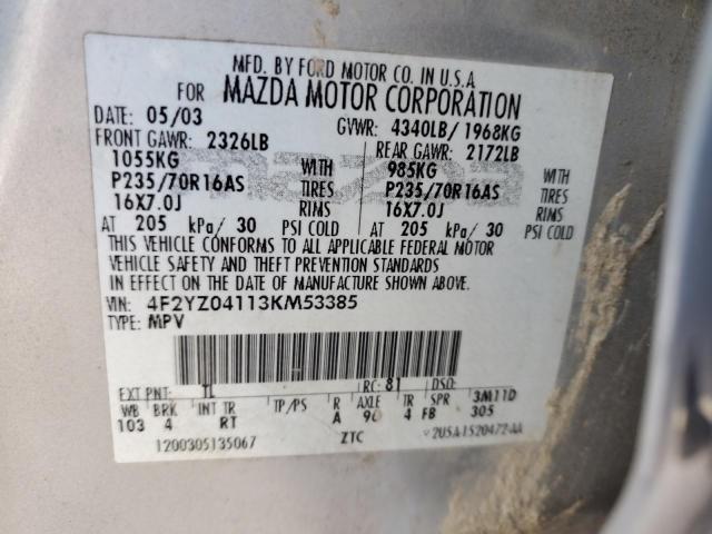 Photo 14 from auction – 2003 MAZDA TRIBUTE LX with VIN 4F2YZ04113KM53385