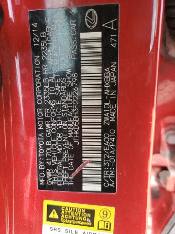Photo 14 from auction – 2015 LEXUS CT 200 with VIN JTHKD5BH3F2226798