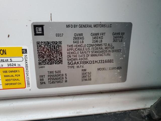 Photo 14 from auction – 2017 BUICK ENCLAVE with VIN 5GAKRBKD1HJ316881