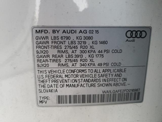 Photo 14 from auction – 2015 AUDI Q7 PREMIUM with VIN WA1LGAFE2FD016987