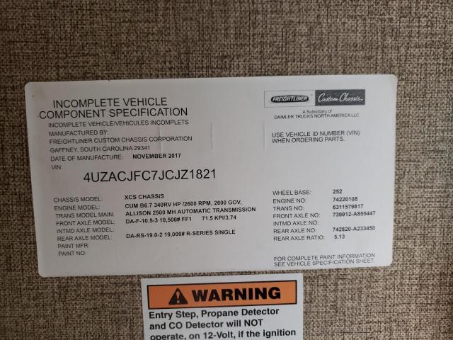 Photo 10 from auction – 2018 FREIGHTLINER CHASSIS XC with VIN 4UZACJFC7JCJZ1821