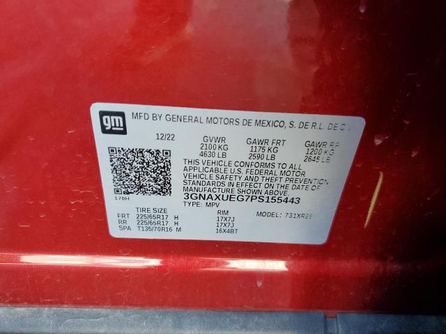 Photo 14 from auction – 2023 CHEVROLET EQUINOX LT with VIN 3GNAXUEG7PS155443