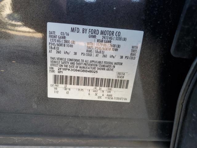 Foto 14 de la subasta – 2016 FORD EDGE SE con VIN 2FMPK3G94GBB48025