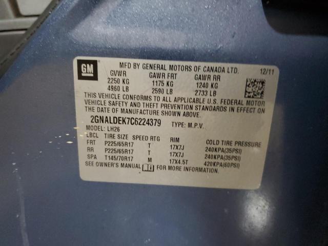 Photo 14 from auction – 2012 CHEVROLET EQUINOX LT with VIN 2GNALDEK7C6224379