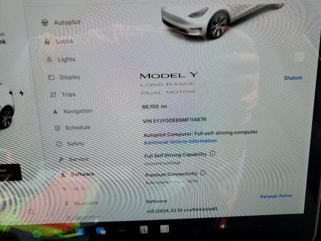 Photo 9 from auction – 2021 TESLA MODEL Y with VIN 5YJYGDEE6MF114876