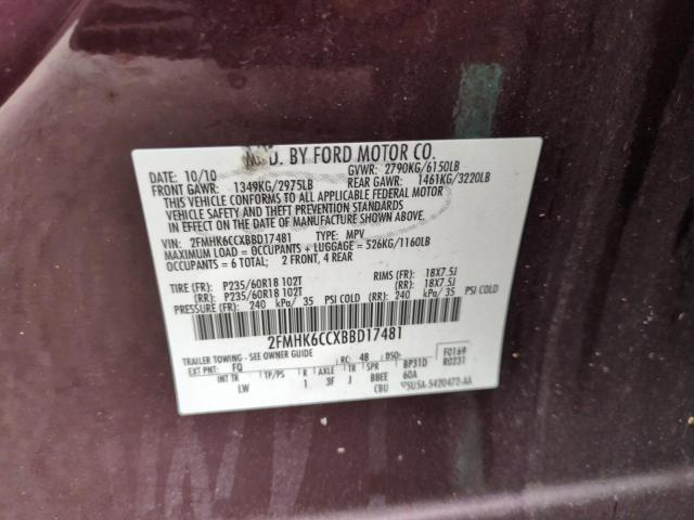 Photo 14 from auction – 2011 FORD FLEX SEL with VIN 2FMHK6CCXBBD17481