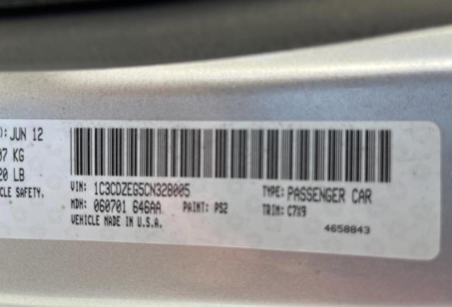 Foto 10 de la subasta – 2012 DODGE AVENGER SX con VIN 1C3CDZEG5CN328005