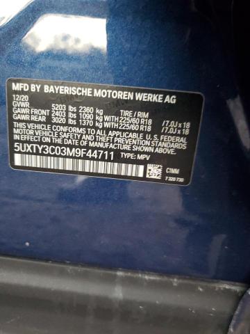 Photo 14 from auction – 2021 BMW X3 SDRIVE3 with VIN 5UXTY3C03M9F44711