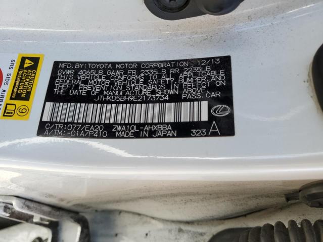 Photo 14 from auction – 2014 LEXUS CT 200 with VIN JTHKD5BH9E2173734