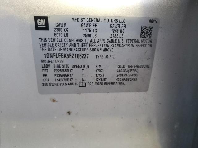 Photo 14 from auction – 2015 CHEVROLET EQUINOX LT with VIN 1GNFLFEK5FZ106227