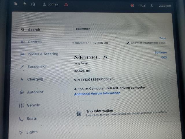 Photo 9 from auction – 2019 TESLA MODEL X with VIN 5YJXCBE29KF183026