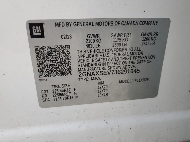 Photo 14 from auction – 2018 CHEVROLET EQUINOX LT with VIN 2GNAXSEV7J6291645