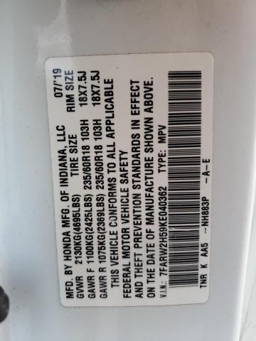 Photo 14 from auction – 2019 HONDA CR-V EX with VIN 7FARW2H59KE040362