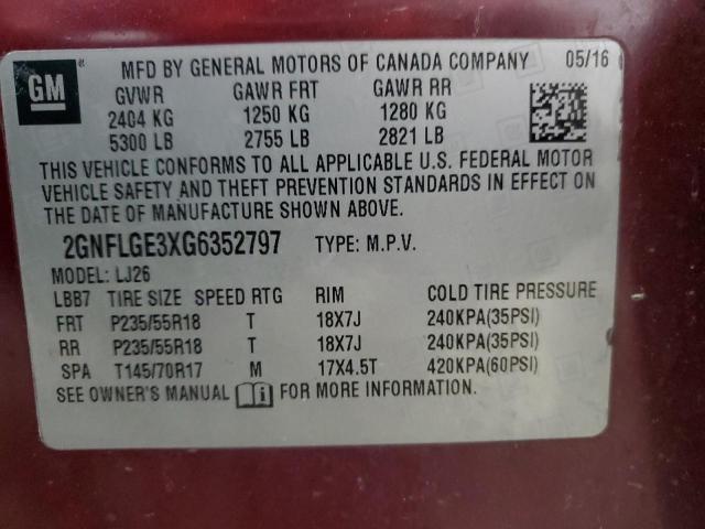 Photo 14 from auction – 2016 CHEVROLET EQUINOX LT with VIN 2GNFLGE3XG6352797