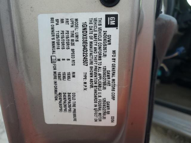 Photo 14 from auction – 2004 CHEVROLET VENTURE with VIN 1GNDX03E94D224507