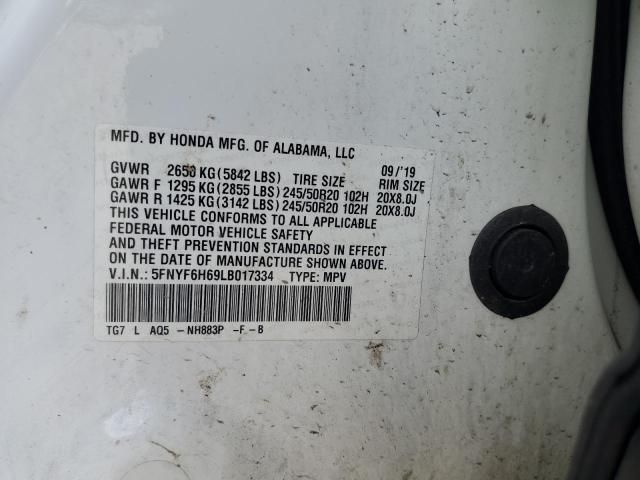 Photo 14 from auction – 2020 HONDA PILOT TOUR with VIN 5FNYF6H69LB017334