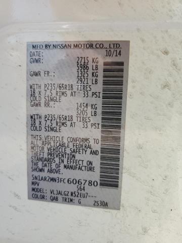 Photo 14 from auction – 2015 NISSAN PATHFINDER with VIN 5N1AR2MN3FC606780