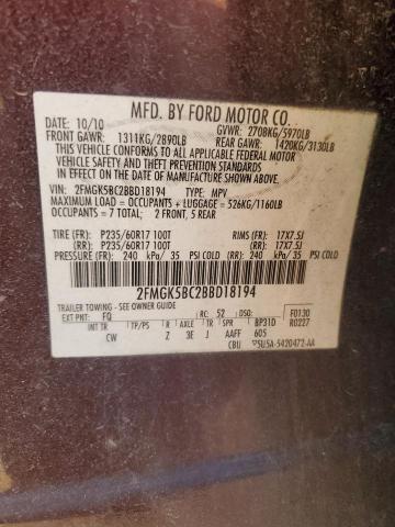 Photo 14 from auction – 2011 FORD FLEX SE with VIN 2FMGK5BC2BBD18194
