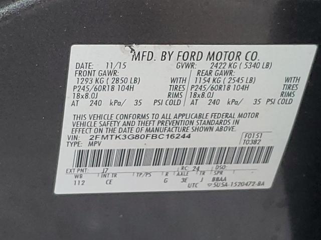 Photo 14 from auction – 2015 FORD EDGE SE with VIN 2FMTK3G80FBC16244