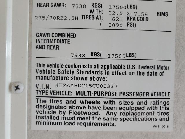 Photo 10 from auction – 2005 FREIGHTLINER CHASSIS XC with VIN 4UZAAHDC15CU05337