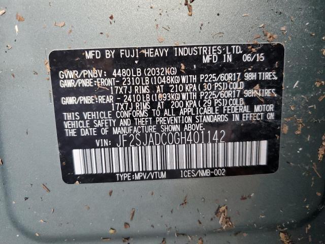 Photo 14 from auction – 2016 SUBARU FORESTER 2 with VIN JF2SJADC0GH401142