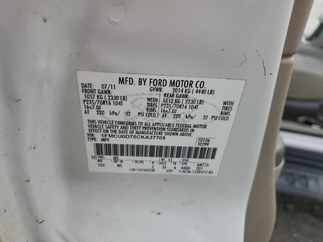 Photo 14 from auction – 2012 FORD ESCAPE XLT with VIN 1FMCU0D75CKA37705