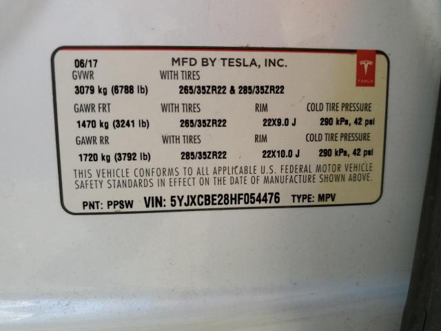 Photo 14 from auction – 2017 TESLA MODEL X with VIN 5YJXCBE28HF054476