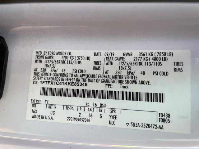 Photo 10 from auction – 2019 FORD F150 SUPER with VIN 1FTFX1C41KKE85346