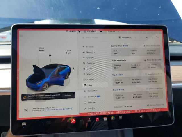 Photo 9 from auction – 2023 TESLA MODEL 3 with VIN 5YJ3E1EA9PF657865
