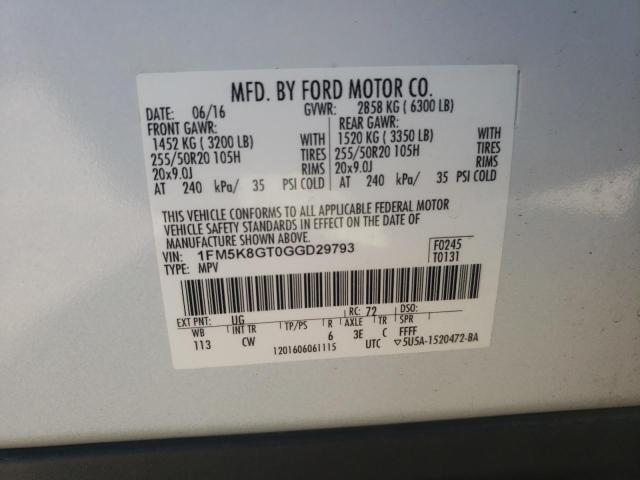 Photo 14 from auction – 2016 FORD EXPLORER S with VIN 1FM5K8GT0GGD29793