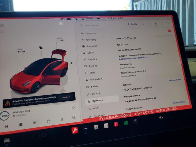 Photo 9 from auction – 2022 TESLA MODEL 3 with VIN 5YJ3E1EA3NF190651