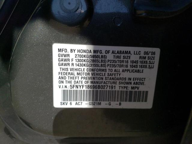 Photo 14 from auction – 2006 HONDA PILOT EX with VIN 5FNYF18696B027191