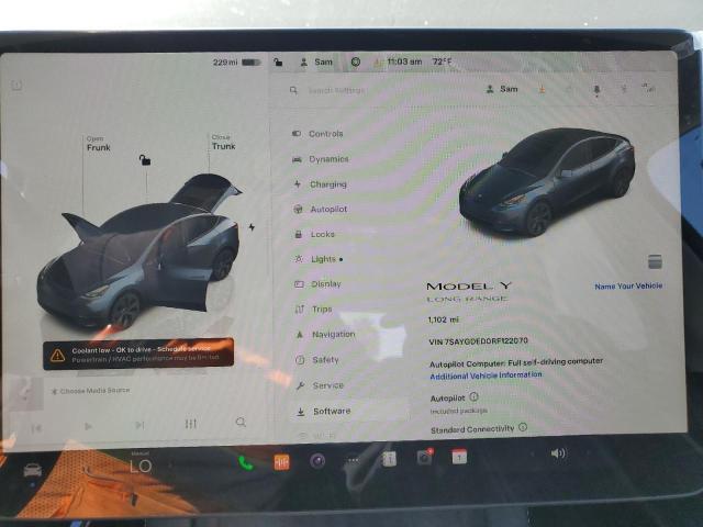 Photo 9 from auction – 2024 TESLA MODEL Y with VIN 7SAYGDED0RF122070