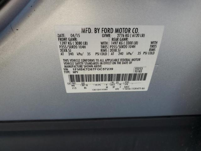 Photo 14 from auction – 2015 FORD EXPLORER X with VIN 1FM5K7D87FGC57239