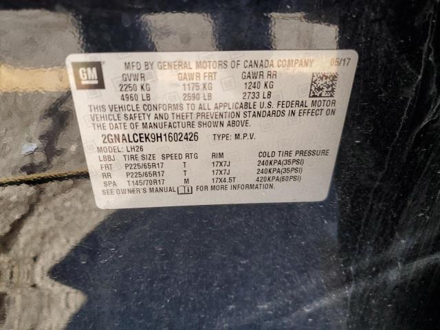 Photo 14 from auction – 2017 CHEVROLET EQUINOX LT with VIN 2GNALCEK9H1602426