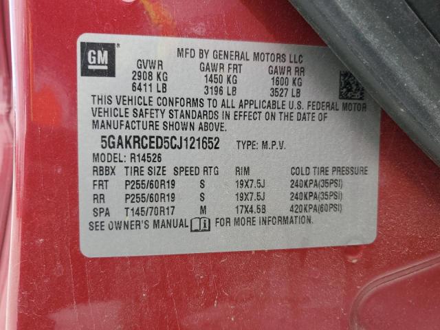 Photo 14 from auction – 2012 BUICK ENCLAVE with VIN 5GAKRCED5CJ121652