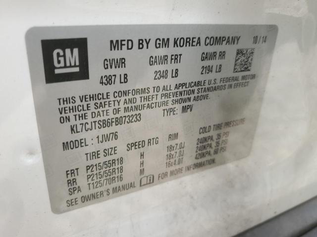 Photo 14 from auction – 2015 CHEVROLET TRAX LTZ with VIN KL7CJTSB6FB073233