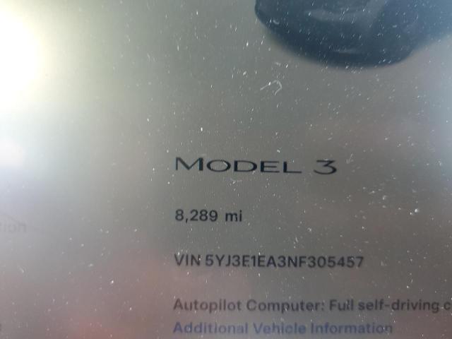 Photo 9 from auction – 2022 TESLA MODEL 3 with VIN 5YJ3E1EA3NF305457